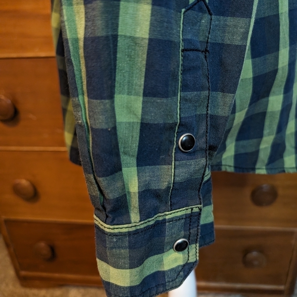 Realtree Button Up Snaps Long Sleeve Lightweight Plaid Shirt Mens Medium - Picture 8 of 10